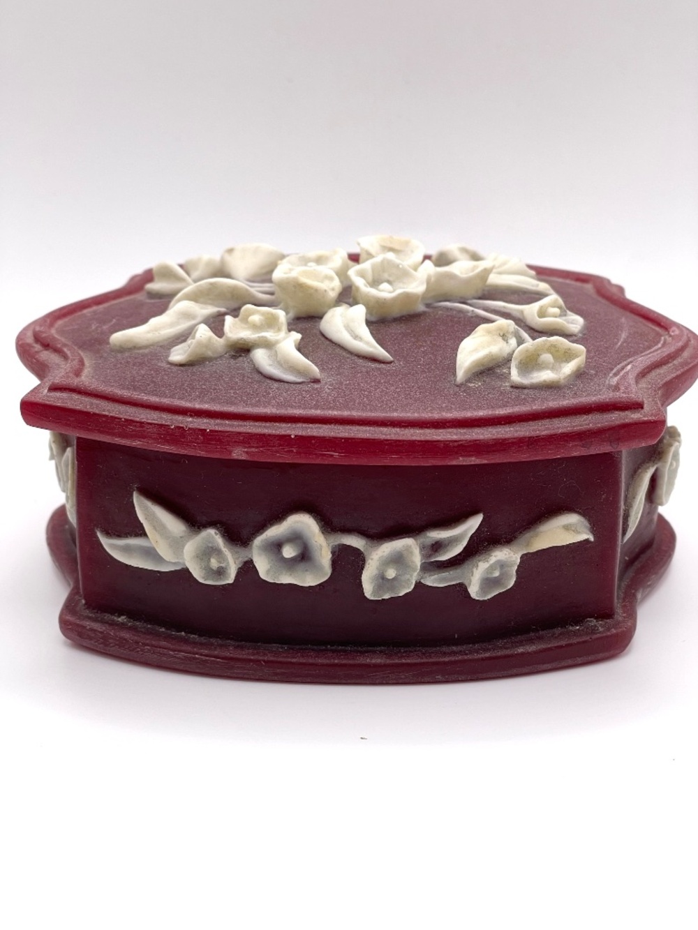 Vintage Incolay Stone Jewelry Trinket Storage Box Made in USA